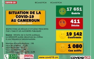 Point sur l’évolution de la Covid-19 au Cameroun au 29 août 2020